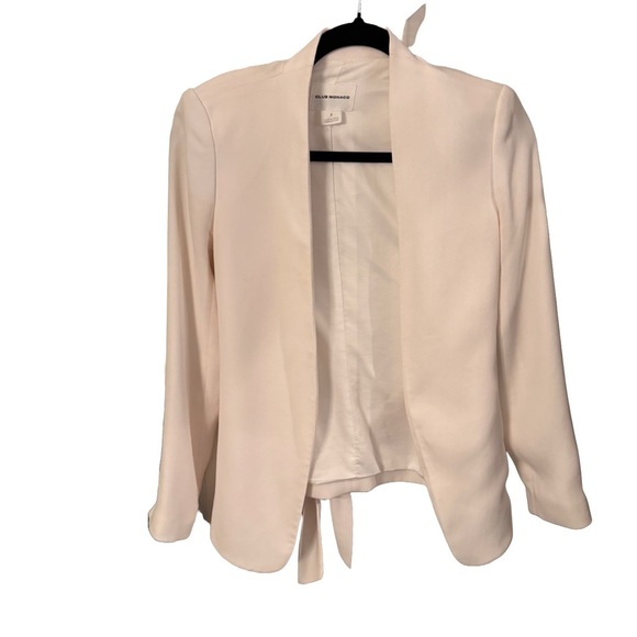 Club Monaco Women’s Tie Back White Blazer Collarless Size 0 - Picture 1 of 11